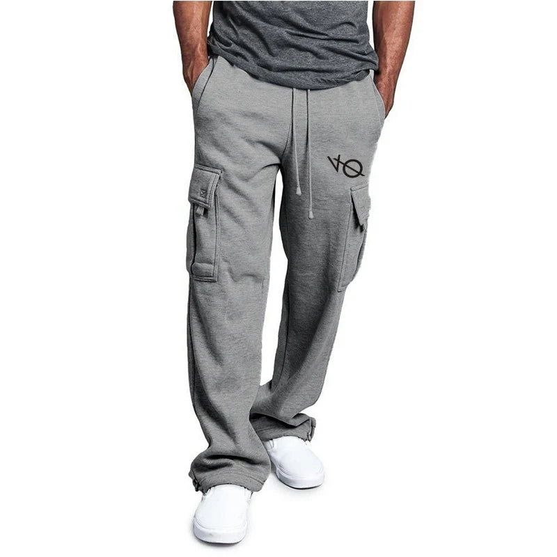 New autumn and winter Men's Fashion Sports Trousers Drawstring Jogging Pants Trousers Casual Multi Pockets Baggy Pants Sweatpant