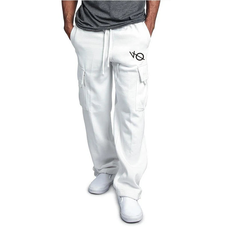 New autumn and winter Men's Fashion Sports Trousers Drawstring Jogging Pants Trousers Casual Multi Pockets Baggy Pants Sweatpant