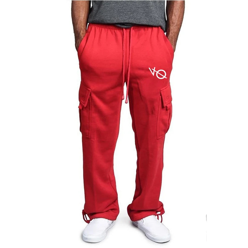 New autumn and winter Men's Fashion Sports Trousers Drawstring Jogging Pants Trousers Casual Multi Pockets Baggy Pants Sweatpant