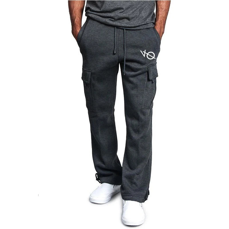 New autumn and winter Men's Fashion Sports Trousers Drawstring Jogging Pants Trousers Casual Multi Pockets Baggy Pants Sweatpant