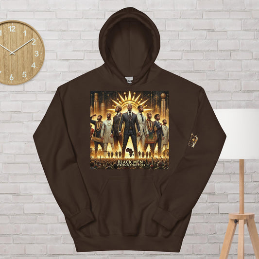 Black men strong together with Crown on Sleeve Unisex Hoodie